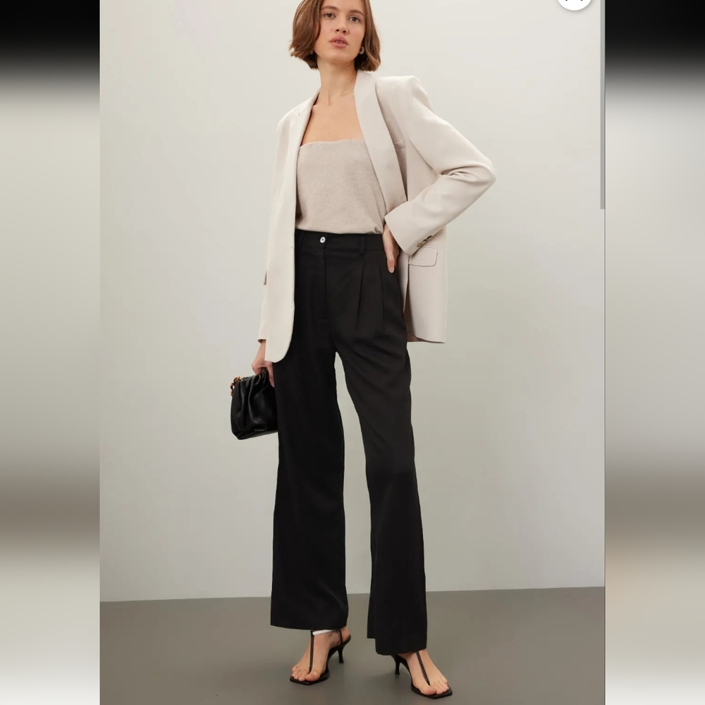 Donni Black Twill Pleated Pants Size 2